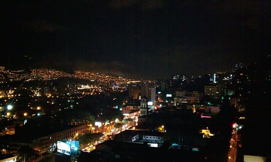 medellin, colombia, night scene, panoramic, architecture, skyline, HD wallpaper