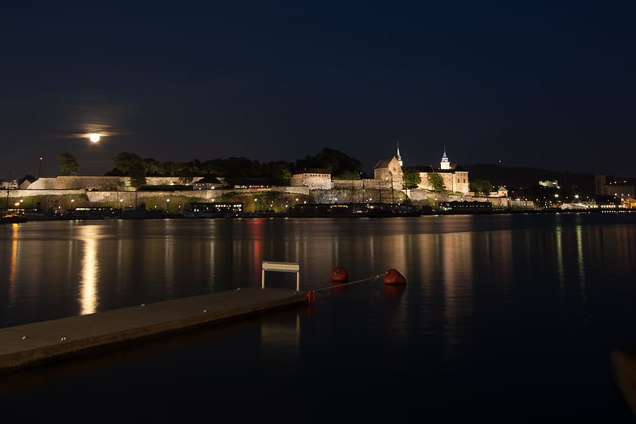landscape photography of brown dock during nighttime, sunset HD wallpaper