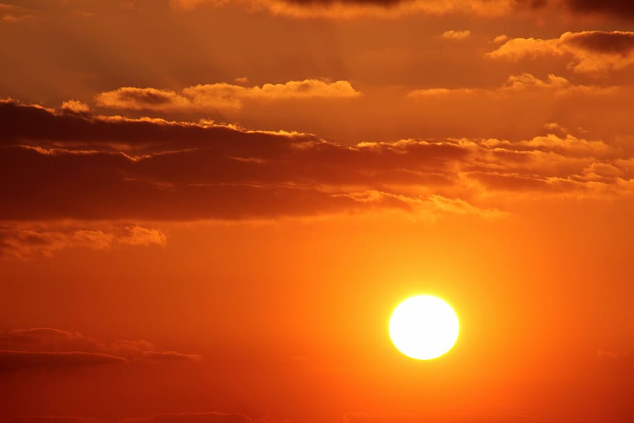 sunset, clouds, dark clouds, abendstimmung, setting sun, evening sky HD wallpaper