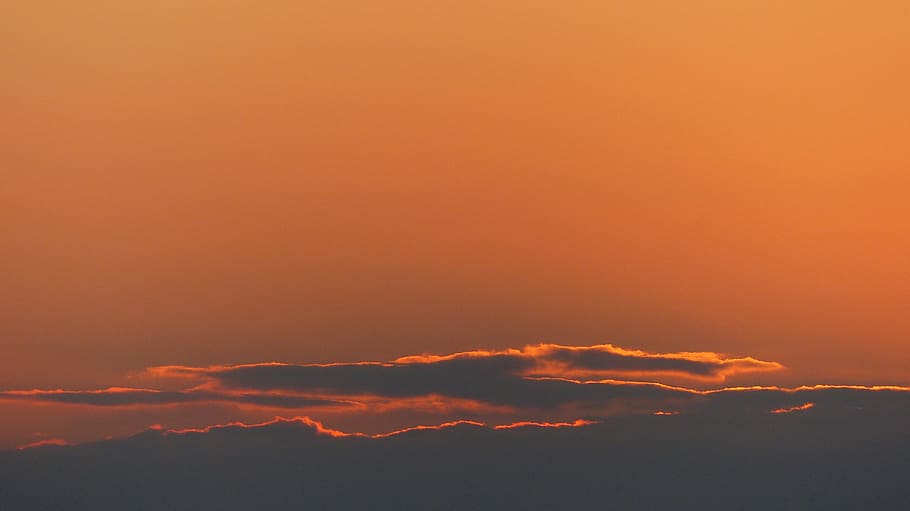 sky, orange, sunset, evening sky, dusk, clouds, abendstimmung HD wallpaper