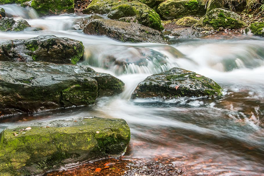 time lapse photography of body of water, River, Bach, Water, Flow HD wallpaper