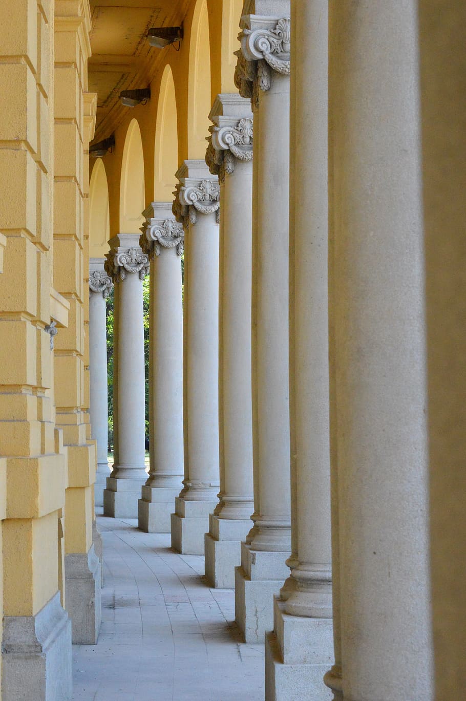 column, szecseny thermal bath, budapest, architectural column HD wallpaper