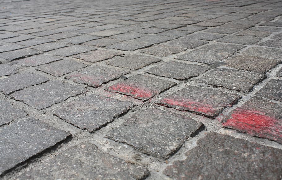cobblestone, paving, rock, bumpy, texture, red, footpath, full frame HD wallpaper