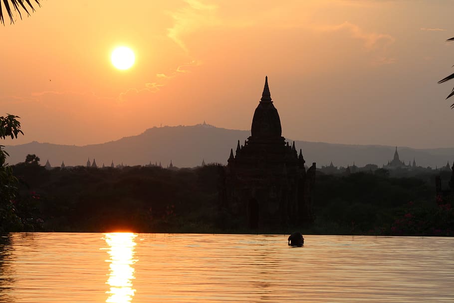 Burma, Bagan, Sunset, Myanmar, Temple, temple complex, temple level HD wallpaper
