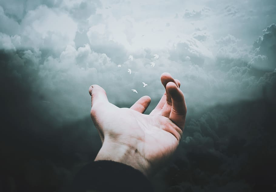 outdoors, dom, sky, one, background, human hand, human body part HD wallpaper