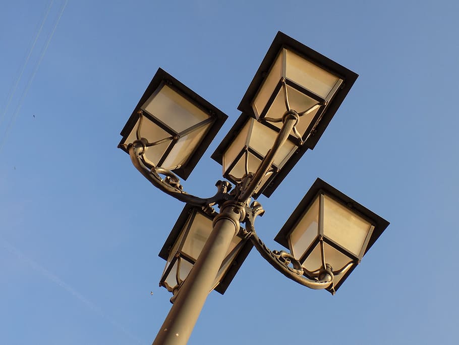 lantern, post, sky, blue, street, the sky, vintage lantern HD wallpaper