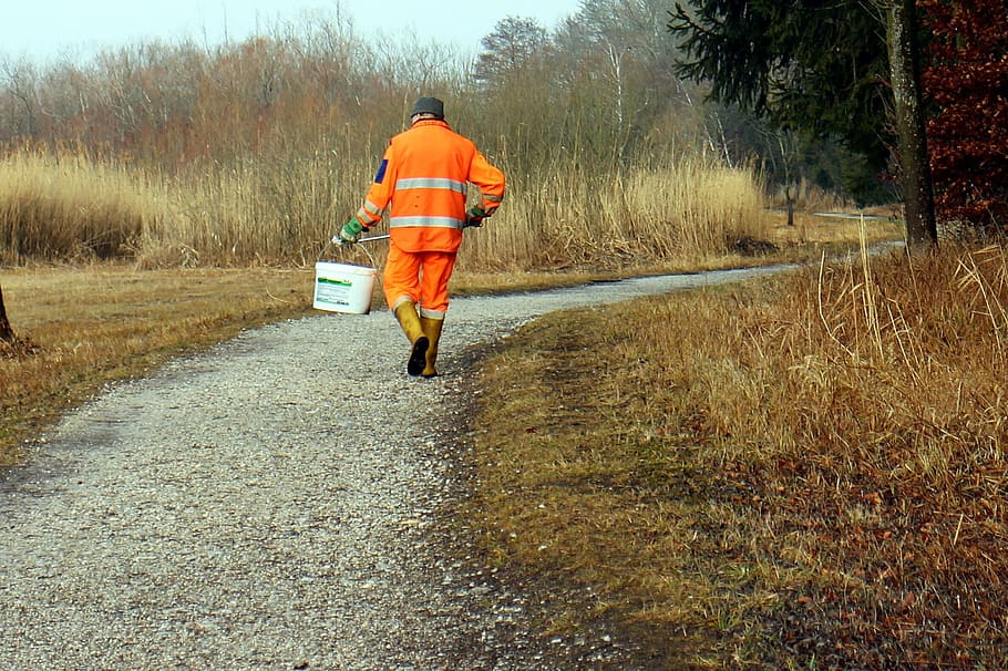 man walking on road, environment, environmental protection HD wallpaper