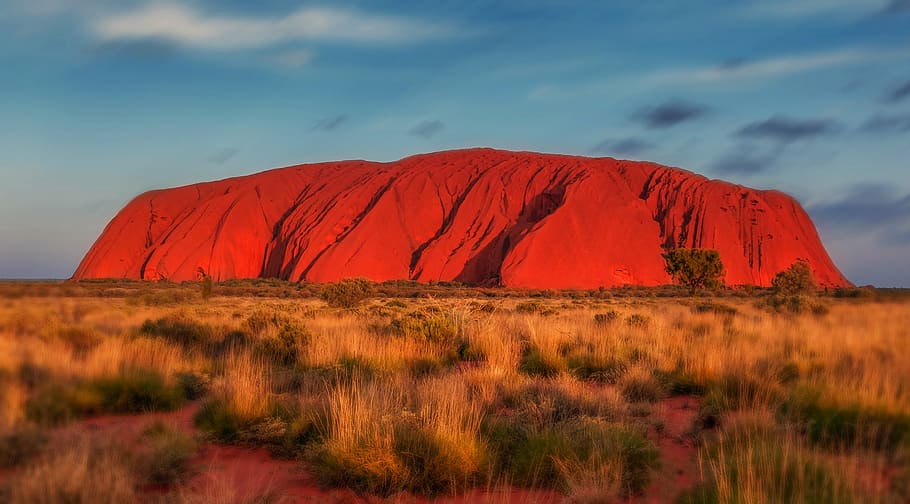 brown mountain, uluru, australia, monolith, red, nature, outdoors HD wallpaper