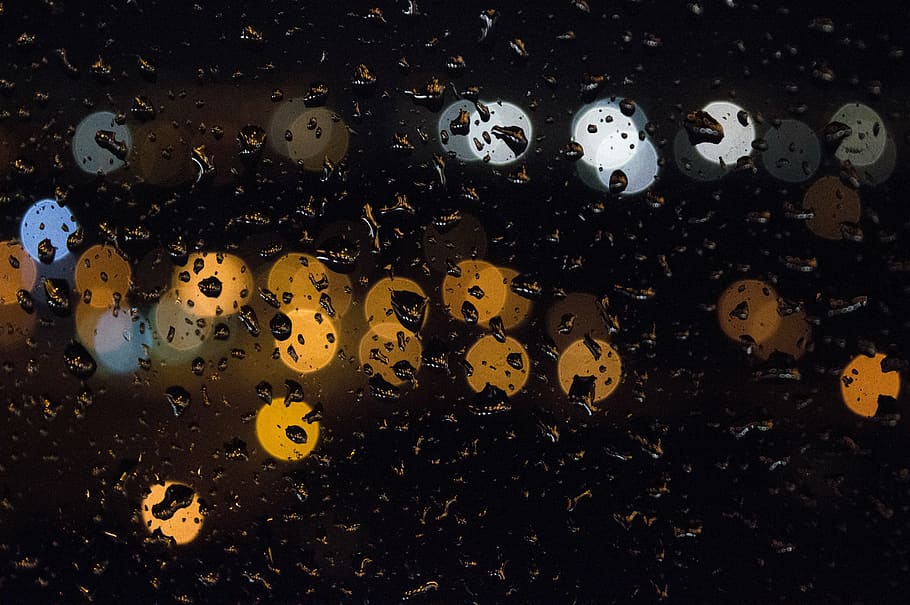 rain, drops, lights, glass, window, autumn, water, nature, liquid HD wallpaper