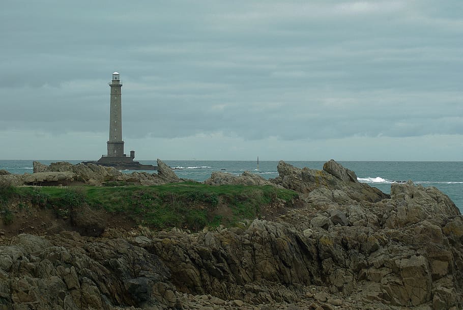 normandy, lighthouse, navigation, semaphore, sea, coastline HD wallpaper