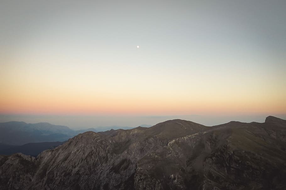 mountains during golden hour, landscape photography of brown mountain, HD wallpaper