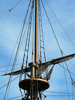 mast, pirate, crows nest, sky, ship, rigging, halyards, sail HD wallpaper