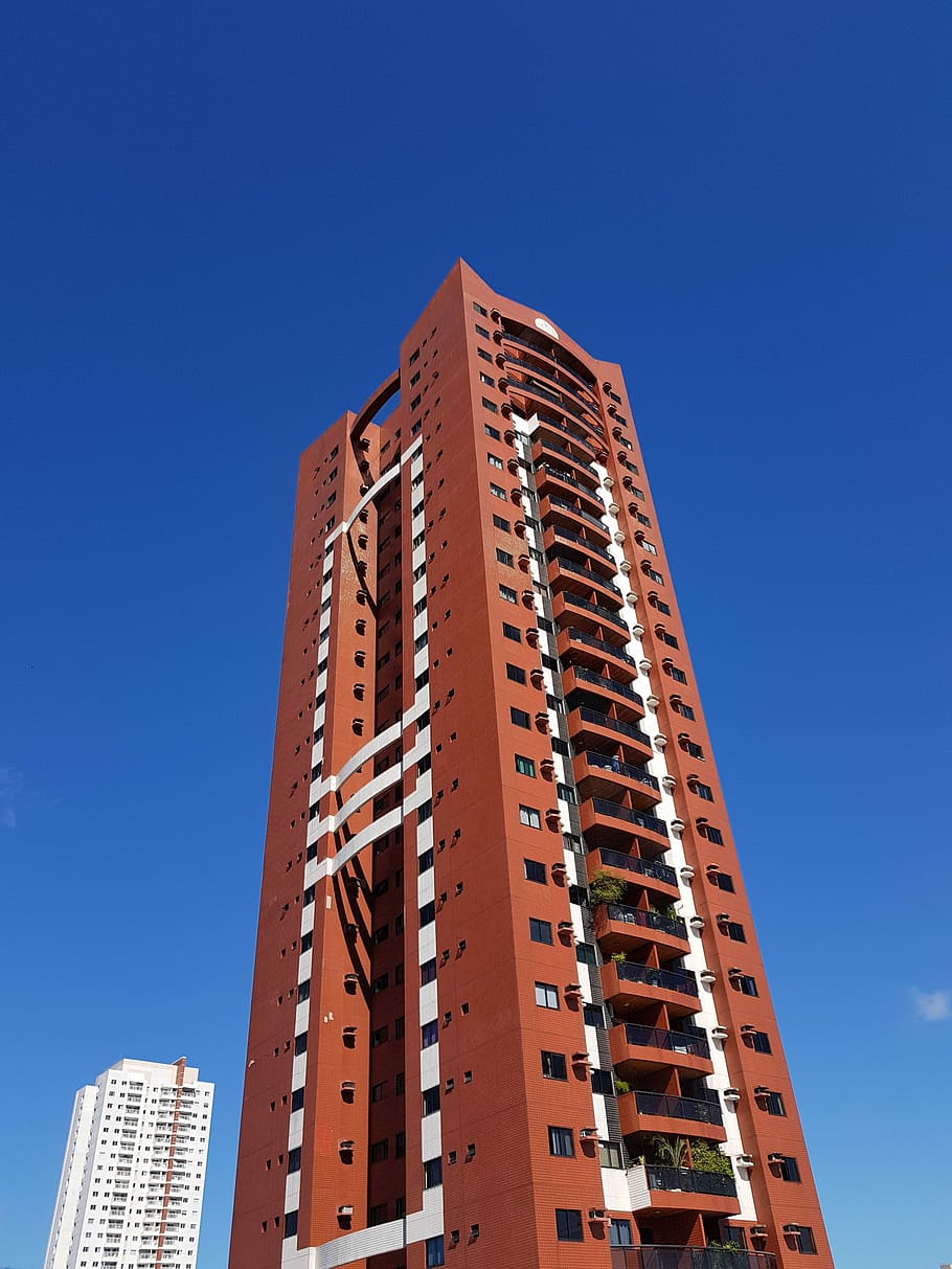 Building, window, architecture, skyscraper, blue, apartment HD wallpaper