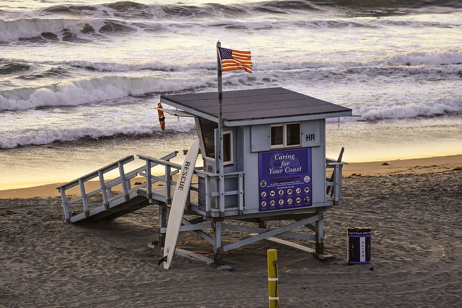 beach, lifeguard, cal, summer, ocean, waves, california, socal HD wallpaper