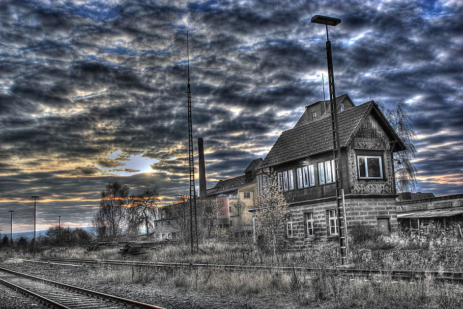 signal box, old, railway station, old signal box, old worn out, HD wallpaper