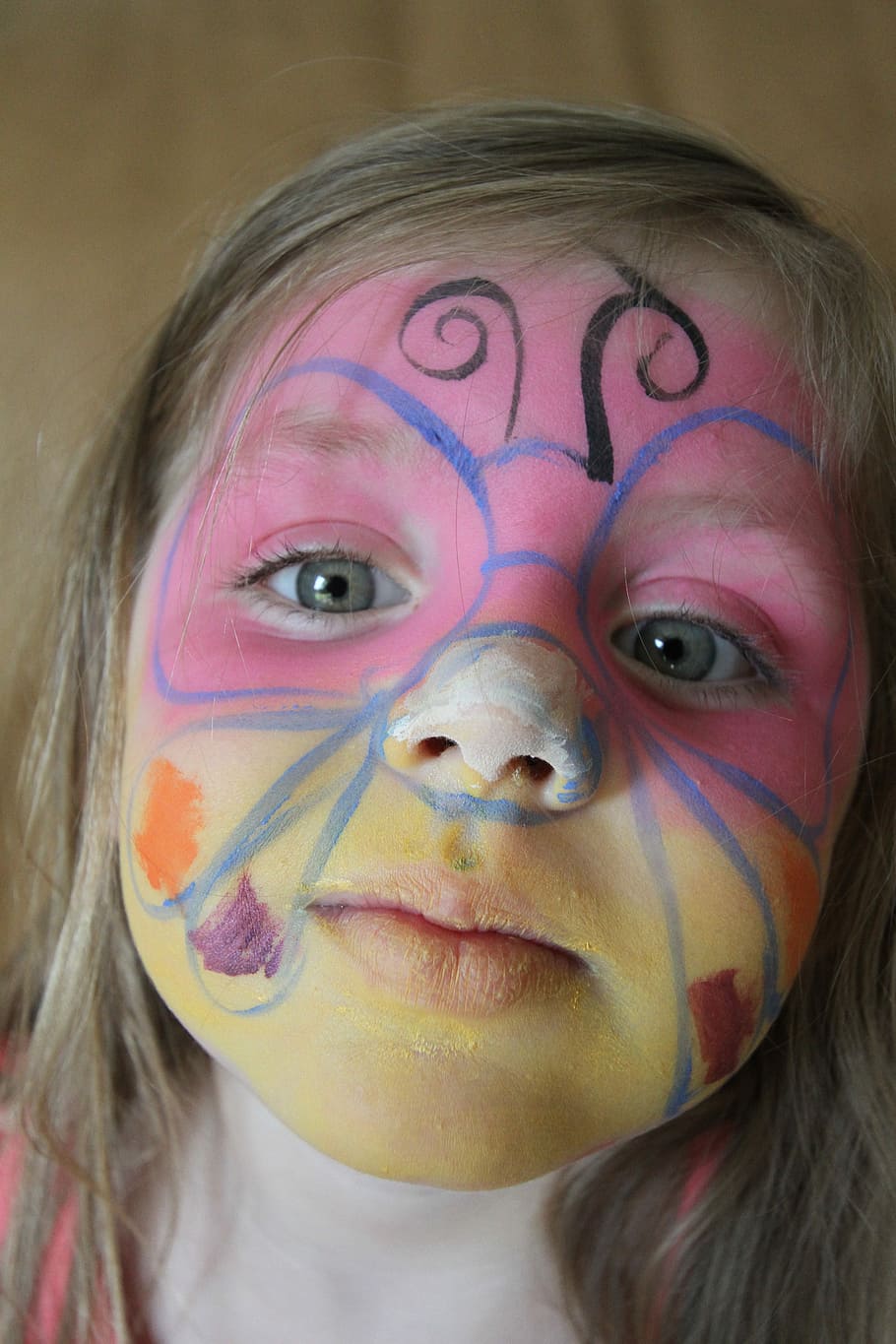 Girl, Face, Paint, Fun, Portrait, creative, colorful, human HD wallpaper