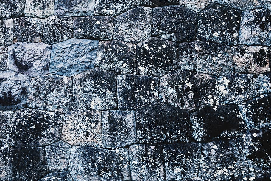 black, white, and blue concrete wall, brick, stone, pattern HD wallpaper