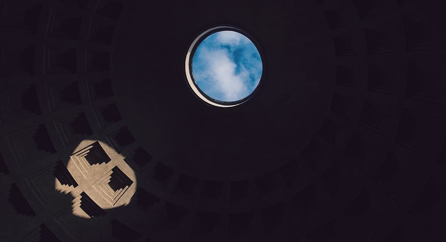 brown building interior, brown dome under white and blue sky during daytime HD wallpaper