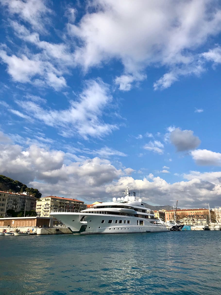 superyacht, boat, nice, france, marina, harbor, mediterranean, HD wallpaper