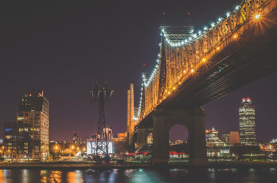 photo of brown bridge during night, black, gray, concrete, architecture HD wallpaper