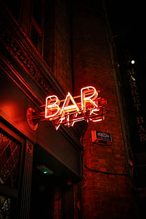 red neon bar sign