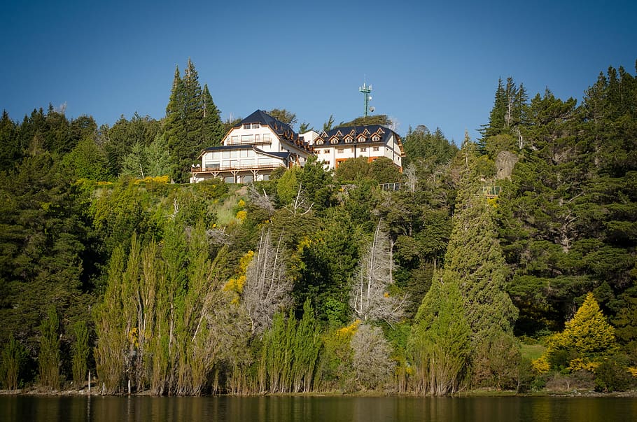 landscape, mountain, house, trees, architecture, plant, building exterior HD wallpaper