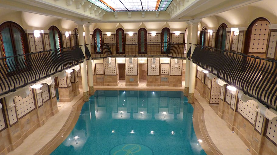 budapest, hungary, hotel, pool, corinthia, bath, indoors, architecture HD wallpaper