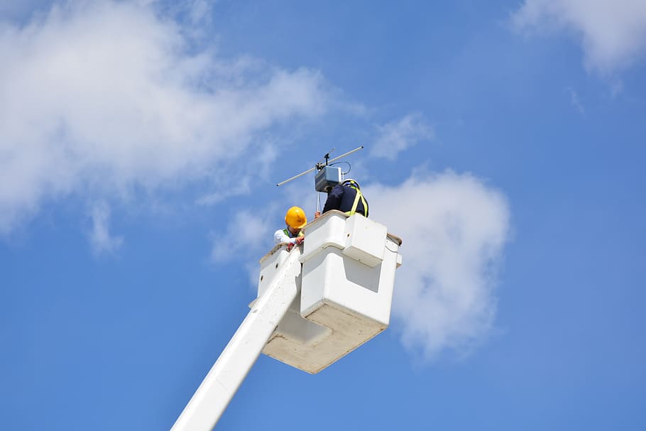 communication, navigation, antenna, sky, low angle view, blue HD wallpaper