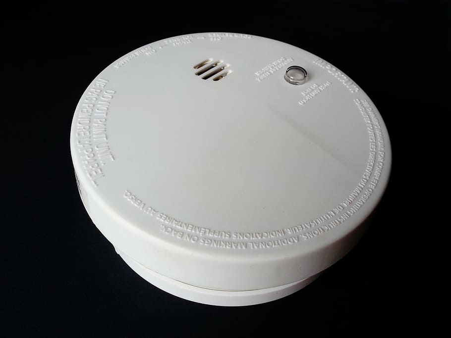 round white wireless handheld electronic device, smoke, detector, HD wallpaper