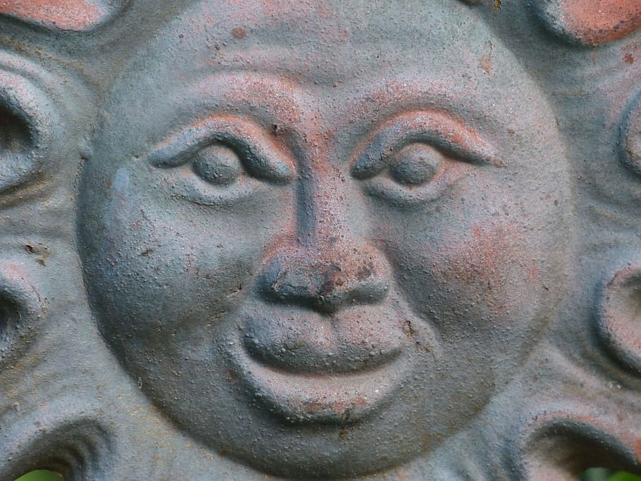 sun, deco, figure, decoration, sound, ceramic, garden, face HD wallpaper
