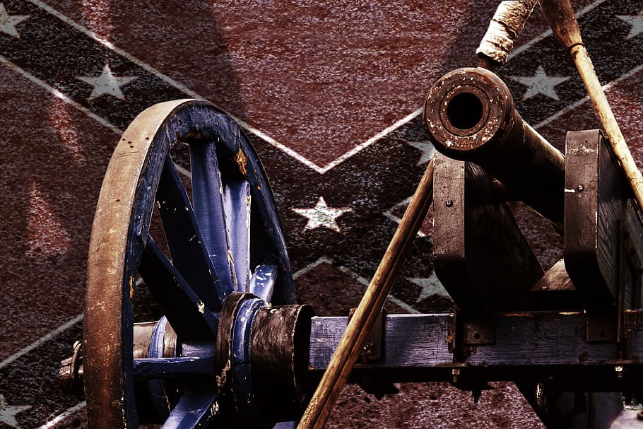 Confederate flag and artillery wallpaper, cannon, southern states, HD wallpaper