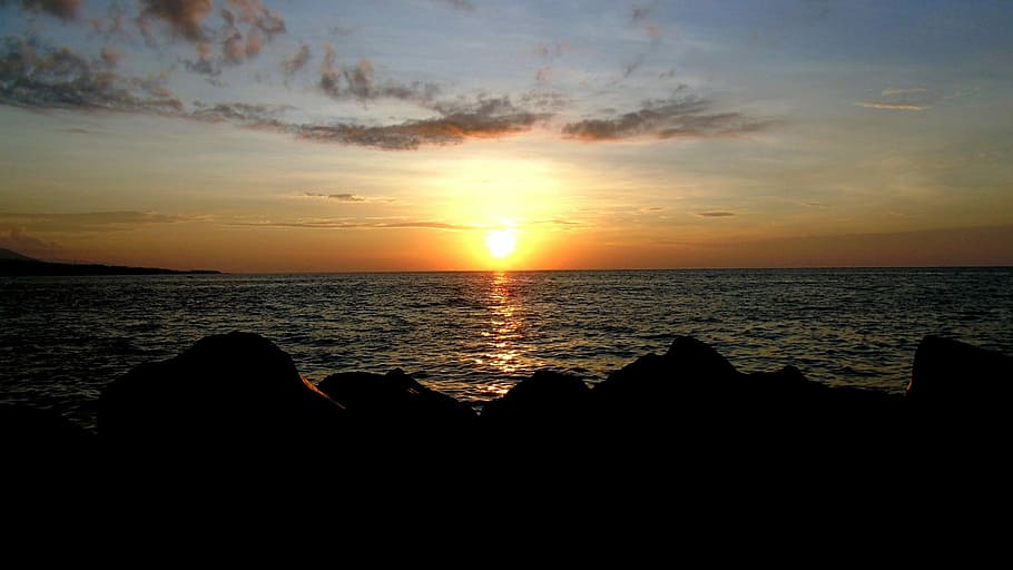 Sunset, Shadow, Manado, sea, scenics, beauty in nature, silhouette HD wallpaper