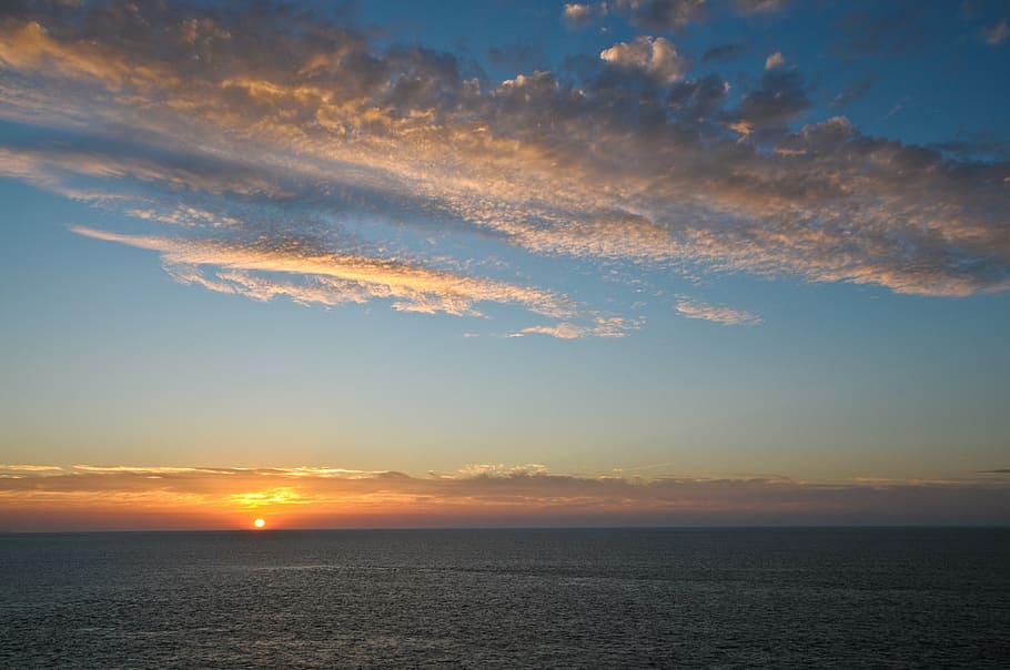 sunset, sea, sky, cloud, brittany, scenics - nature, cloud - sky HD wallpaper
