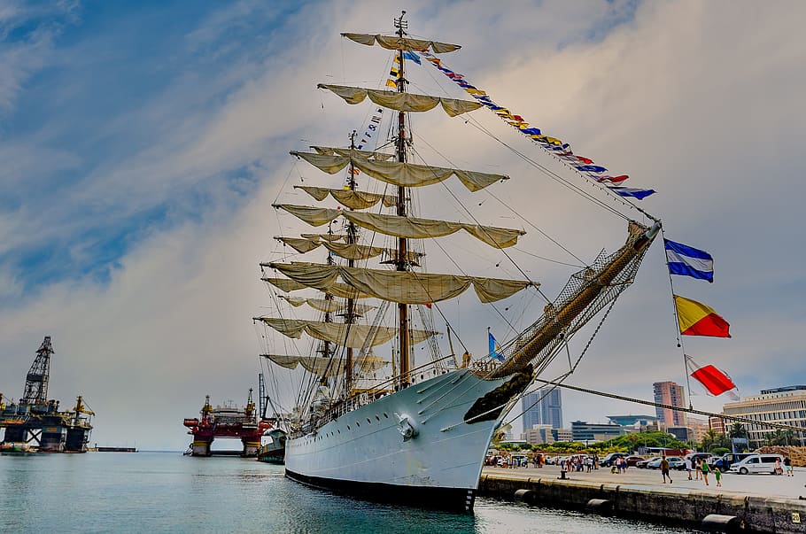 sailing vessel, frigate, windjammer, sailor, port, tall ship, HD wallpaper