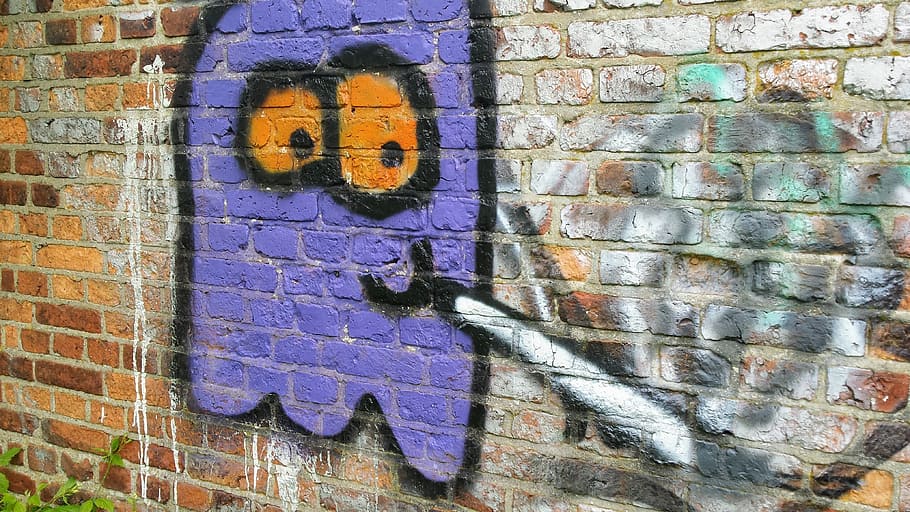 wall, graffiti, ghost, mural, colorful, street art, brick, wall - Building Feature HD wallpaper