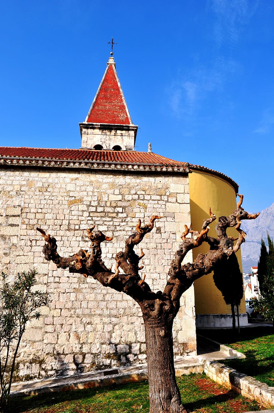 makarska, croatia, church, wall, christian, europe, dalmatia, HD wallpaper