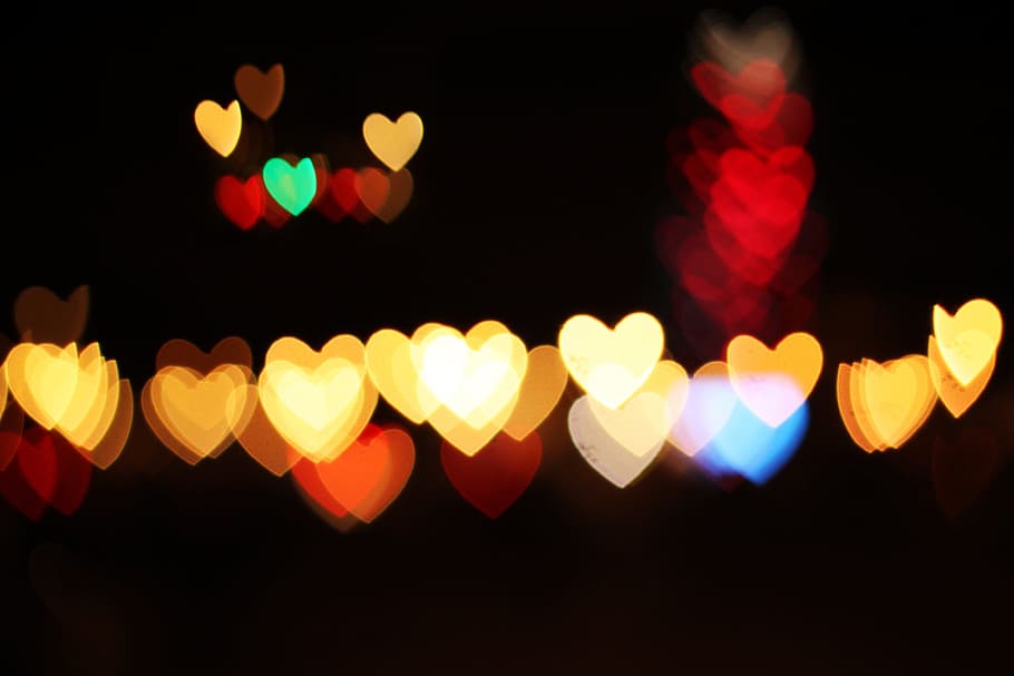 heart, bokeh, lights, night, illuminated, no people, lighting equipment HD wallpaper