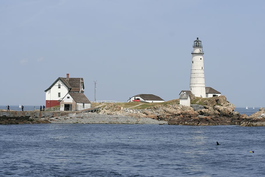 white lighthouse near body of water at daytime, boston, harbor HD wallpaper