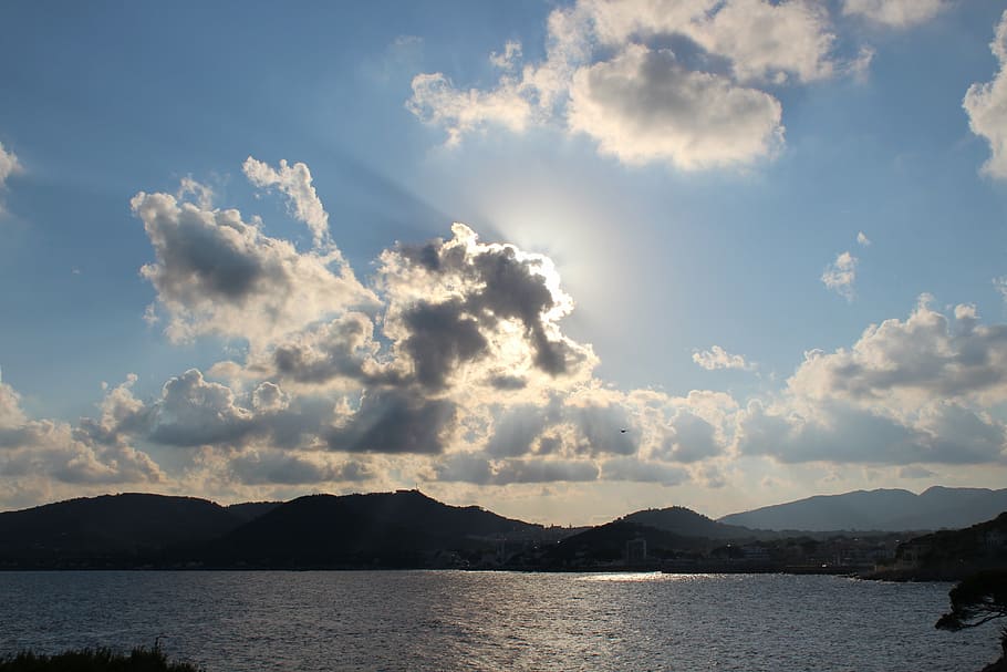 mallorca, clouds, sea, spain, sky, nature, landscape, mountain HD wallpaper