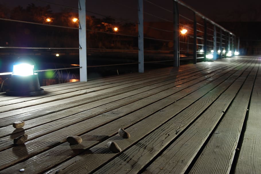 bridge, light, stone, seonyudo, illuminated, night, street HD wallpaper