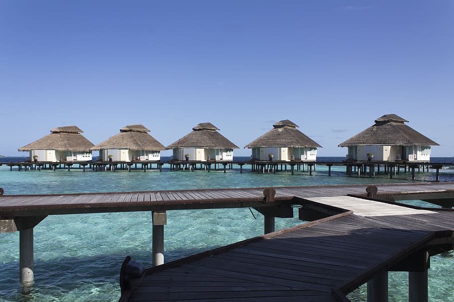 the maldives, overwater, bungalows, holiday, paradise, cabins, HD wallpaper
