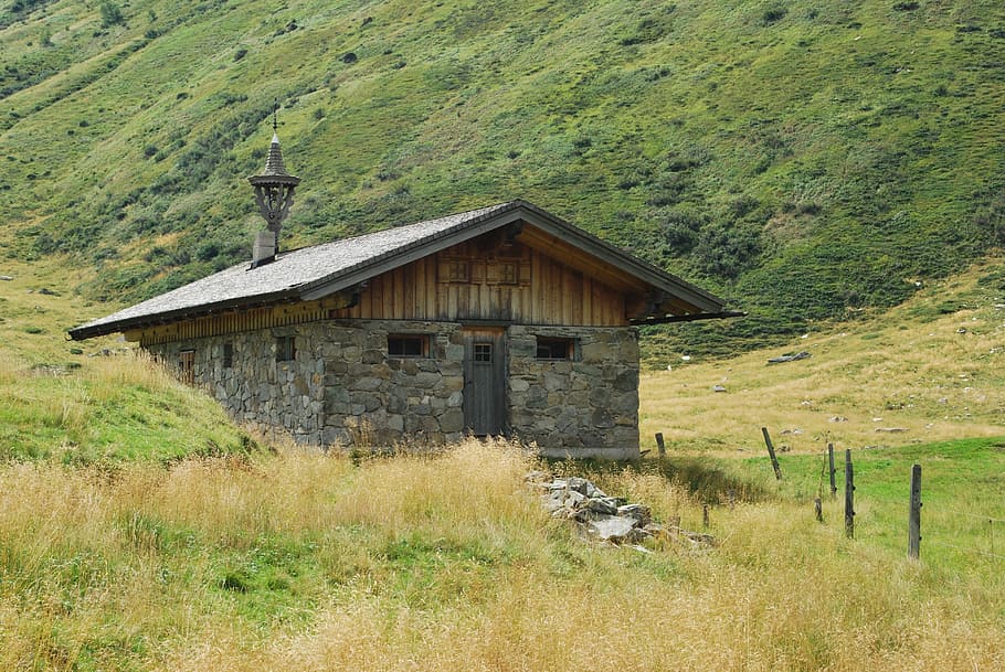 alps, mountains, austria, landscape, cottage, nassfeld, plant HD wallpaper