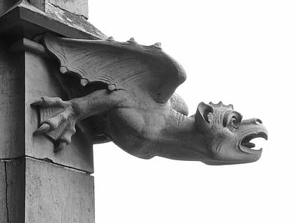 focus photography of gargoyle during daytime, figure, dragon HD wallpaper