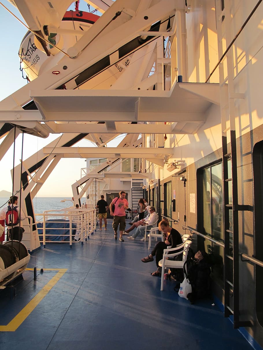 ferry, deck, ship, sea, water, transport, shipping, car ferry HD wallpaper