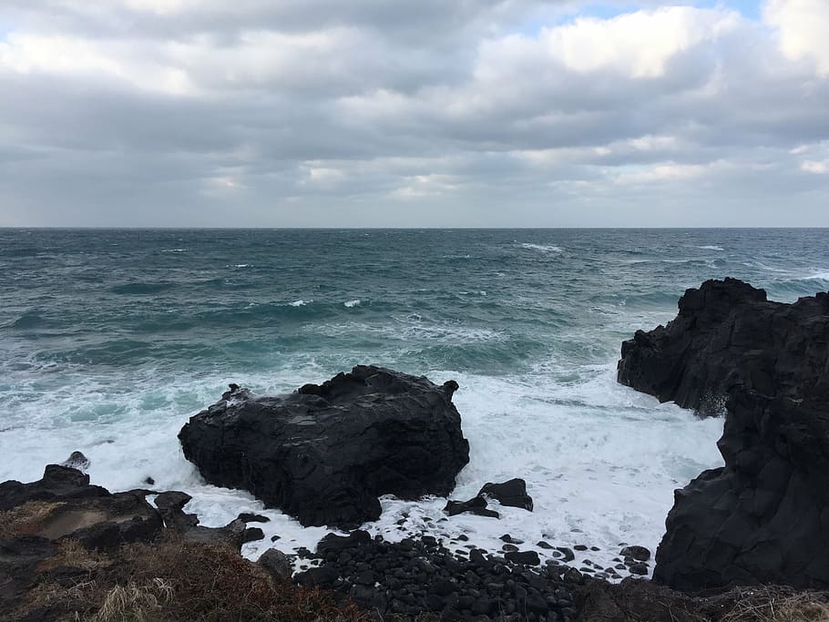 sky, sea, water, rock, horizon over water, cloud - sky, beauty in nature HD wallpaper