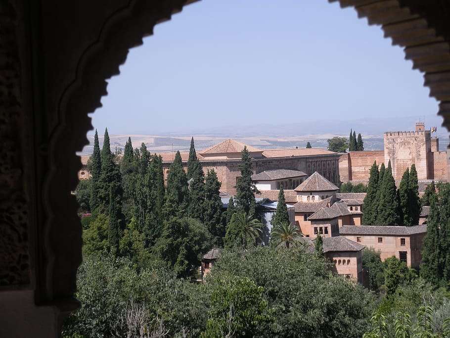 granada, spain, alhambra, architecture, built structure, tree HD wallpaper
