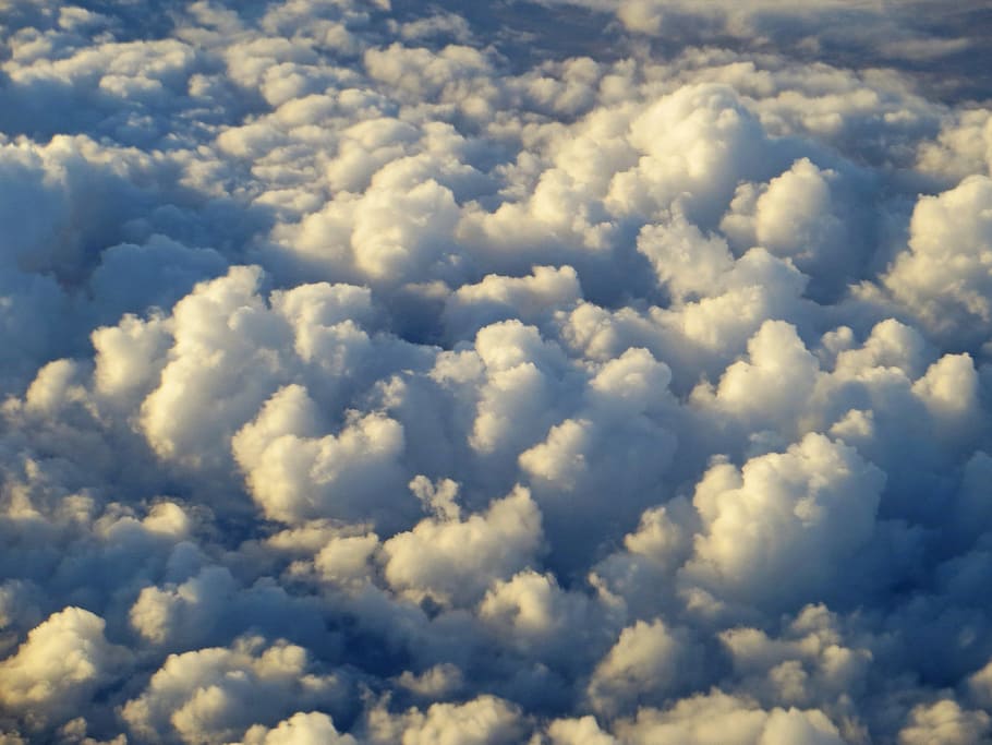Clouds, cloudscape, cloudy, daylight, from above, heaven, nature HD wallpaper
