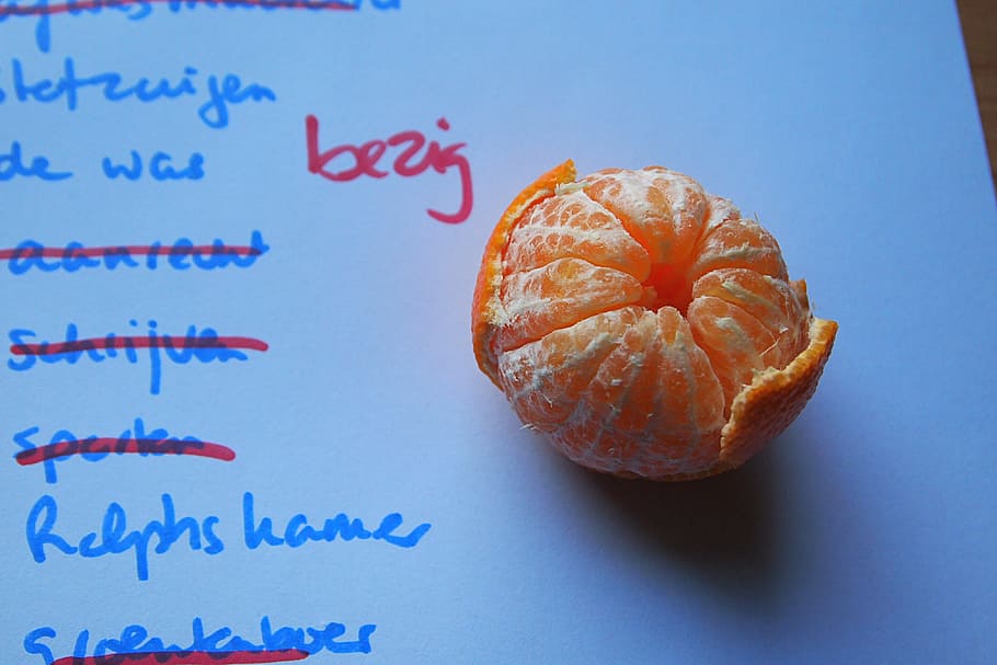 orange fruit on white paper, list, to do, break time, vitamin HD wallpaper