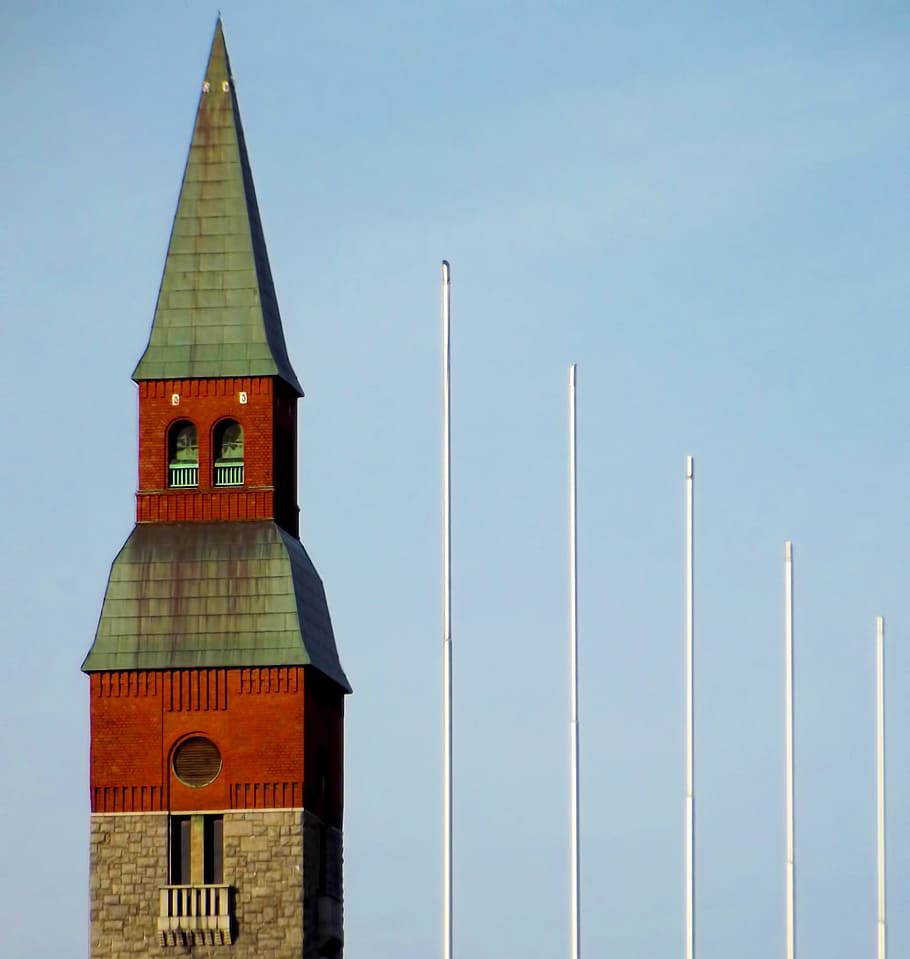 building, tower, flagpole, sky, helsinki, finnish, architecture HD wallpaper