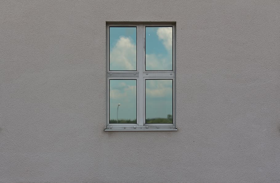 white framed with glass window, mirroring, sky, reflection HD wallpaper